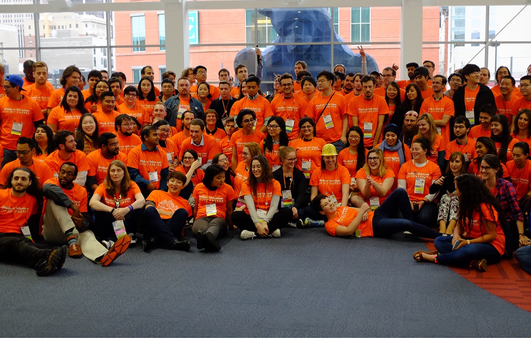 Large group shot of student volunteers at CHI 2017